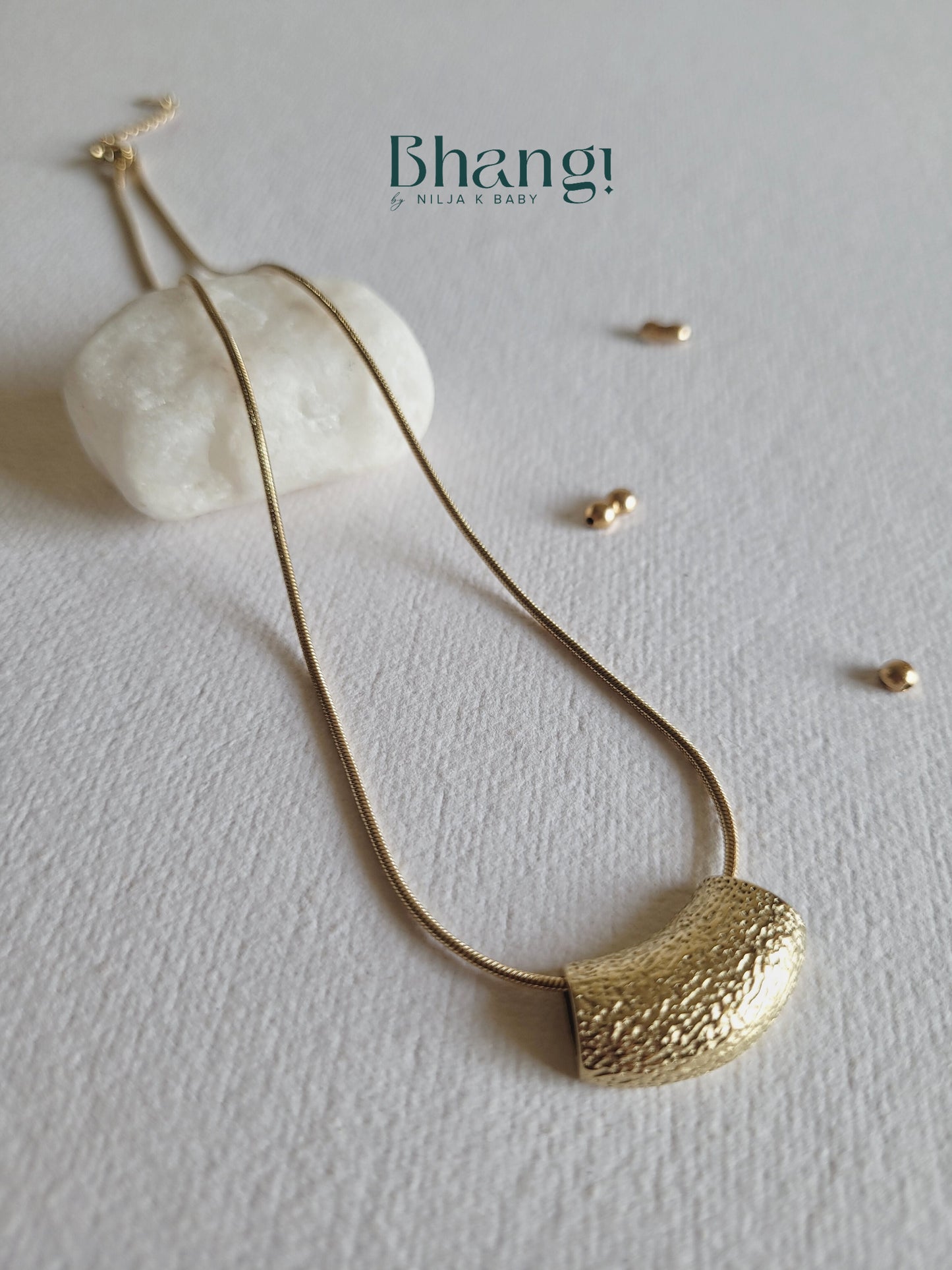 Textured Gold-Tone Bar Necklace