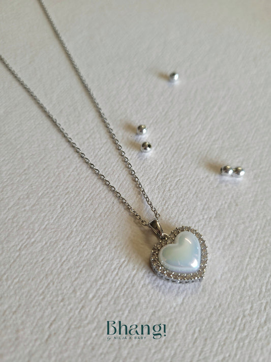 Silver Mother-of-Pearl Heart Pendant Necklace