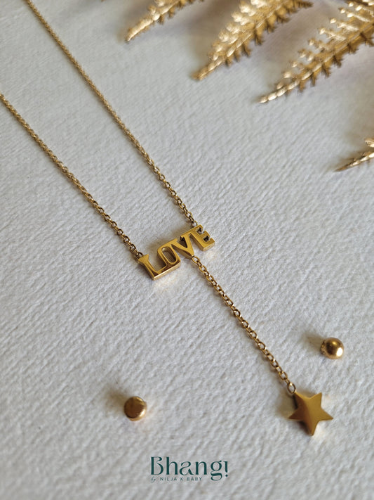 "Love" Statement Necklace with Star Charm