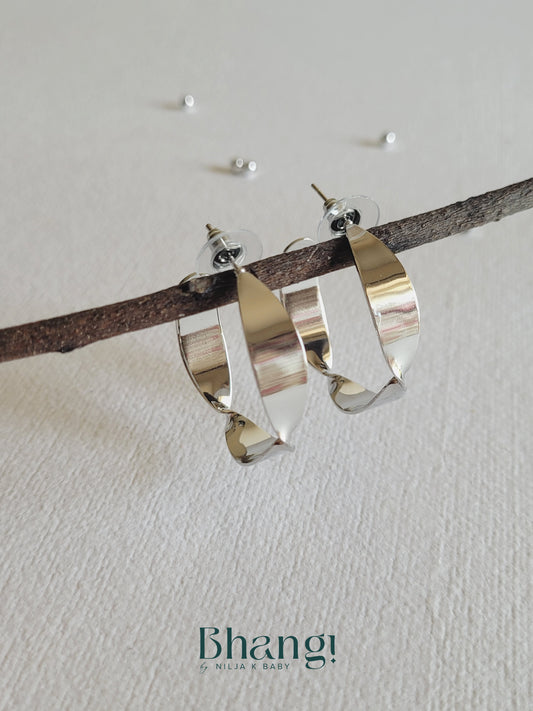 Silver-Tone Twisted Hoop Earrings