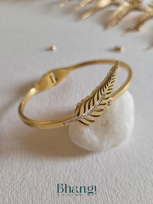 Gold-Tone Feather Bangle