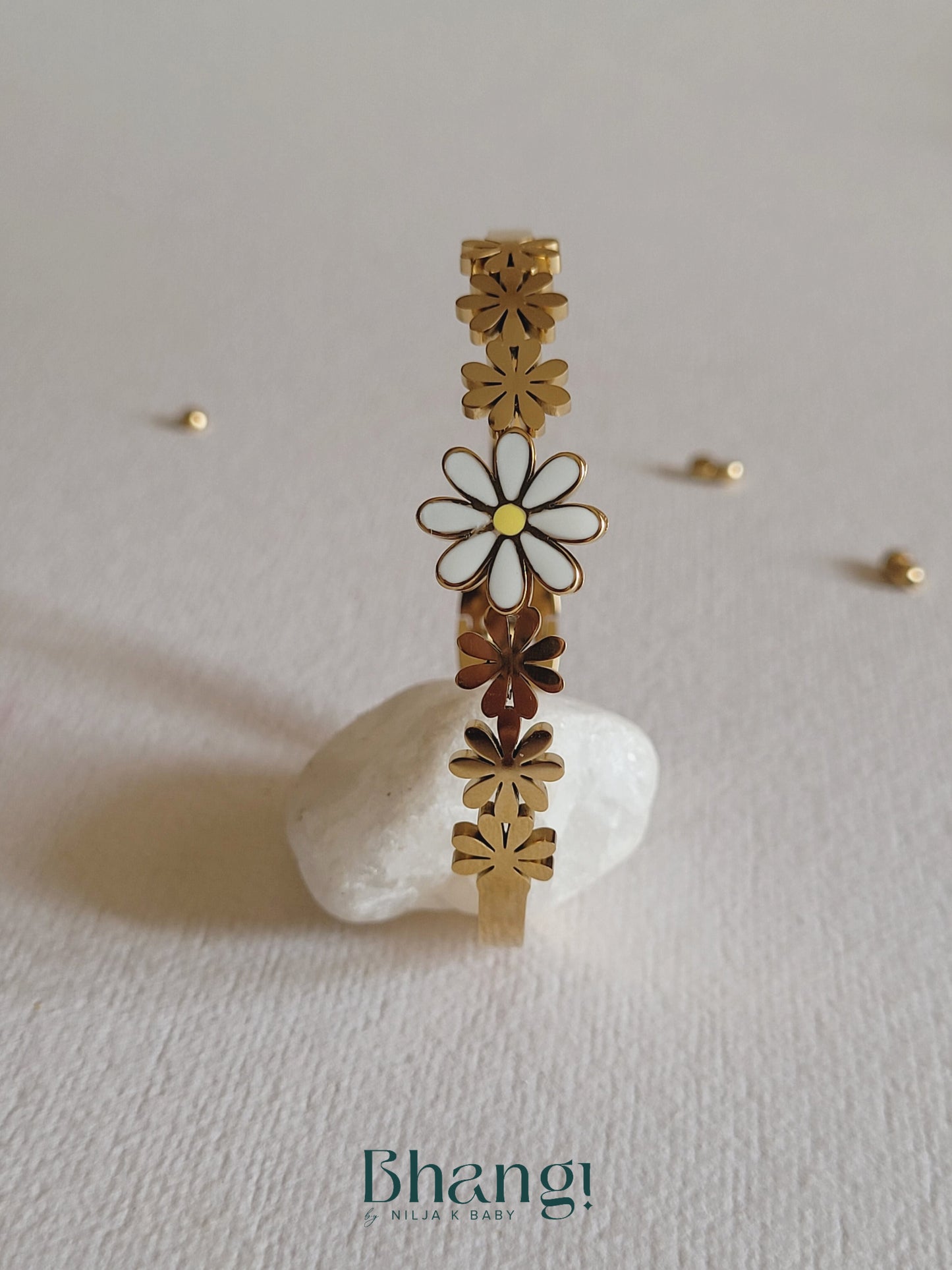 Gold-Tone Flower Bangle