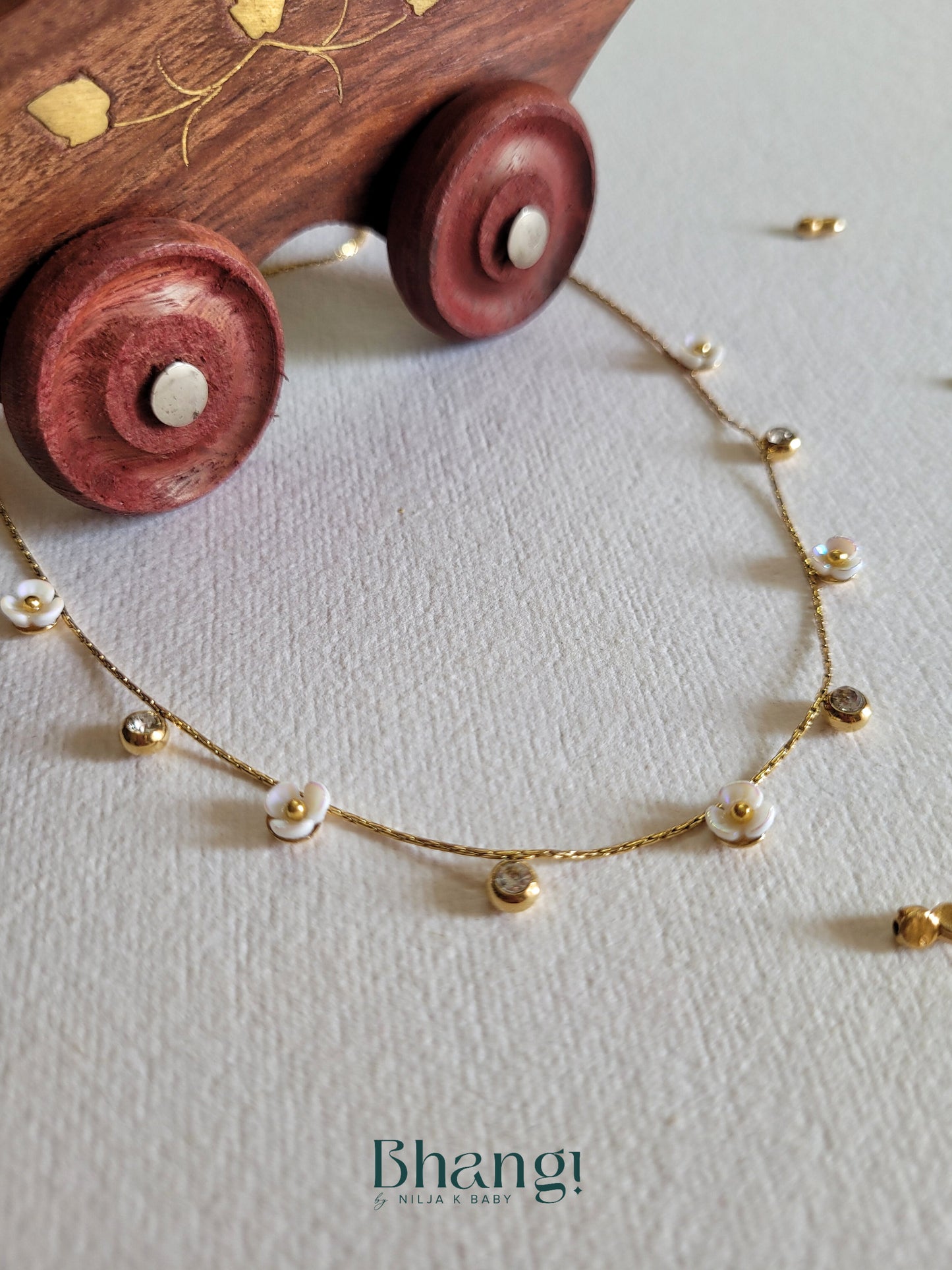 Gold-Tone Flower and Crystal Necklace