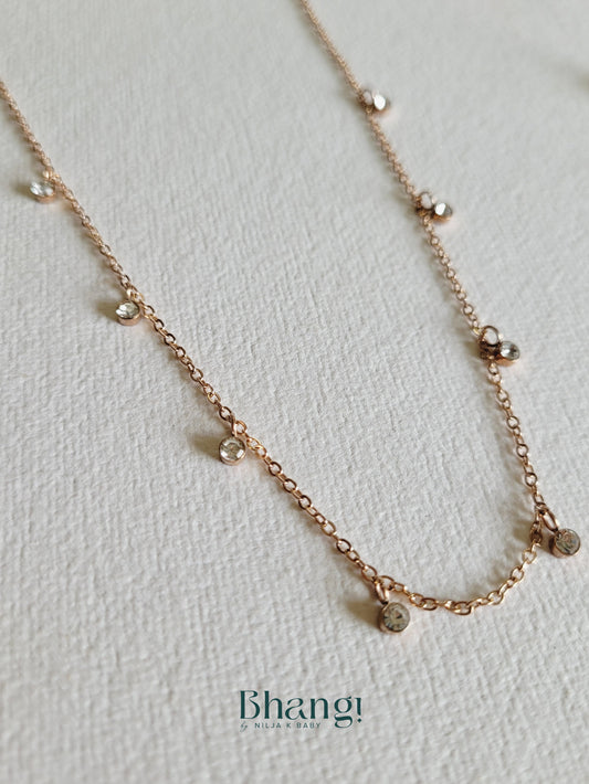 Rose Gold Minimalist Crystal Dot Necklace
