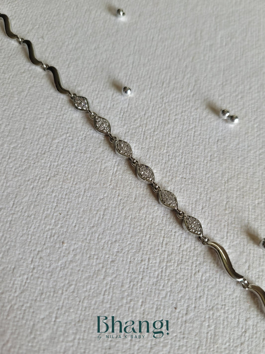 Silver-Tone Crystal Wave Bracelet