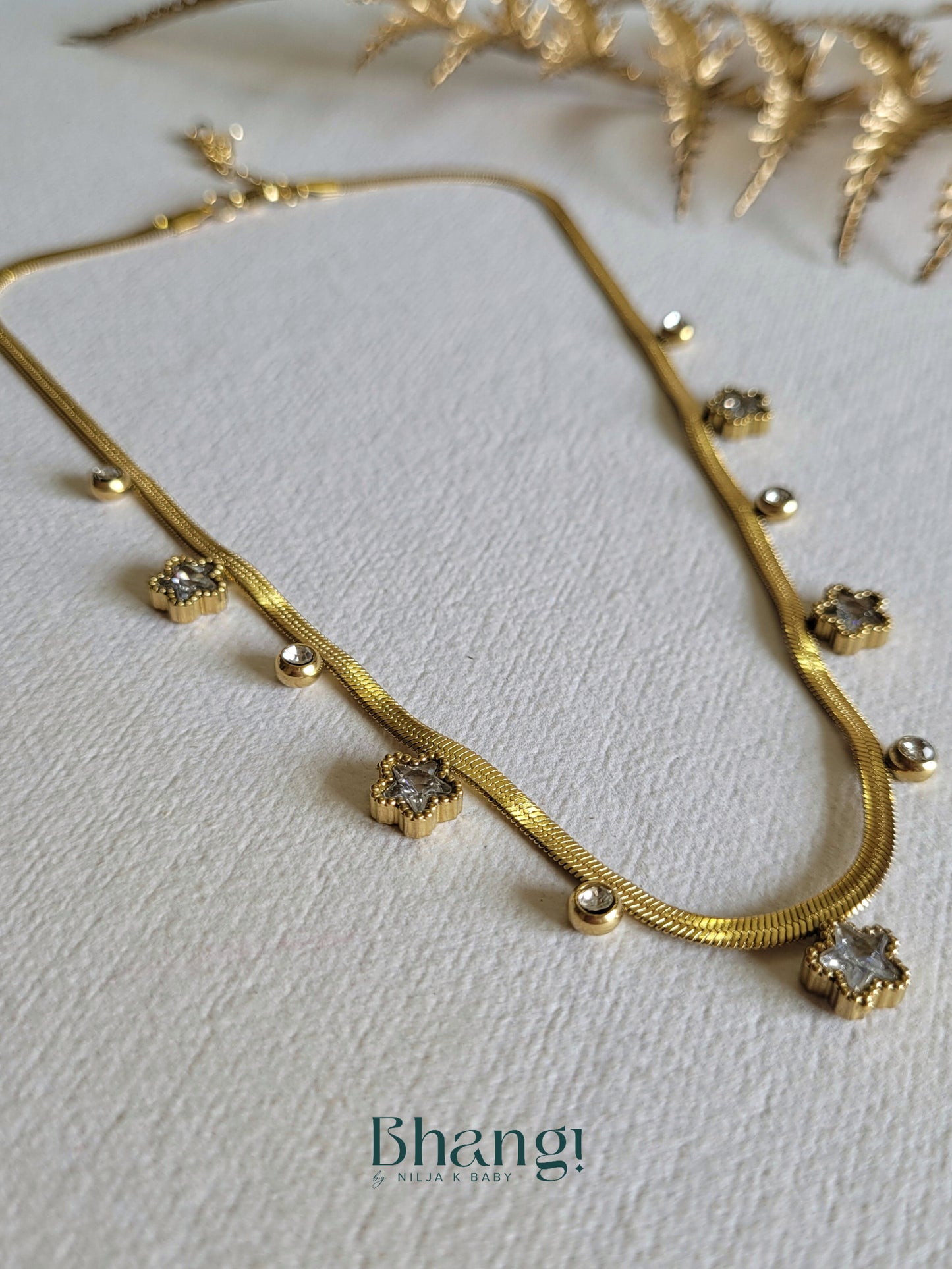 Clover Charm Snake Chain Necklace