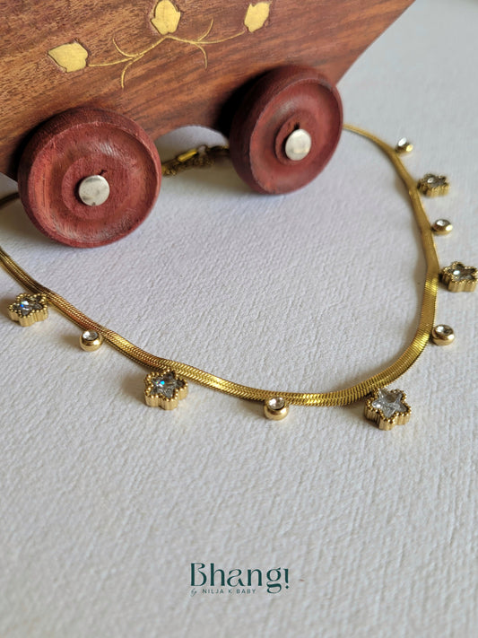 Clover Charm Snake Chain Necklace