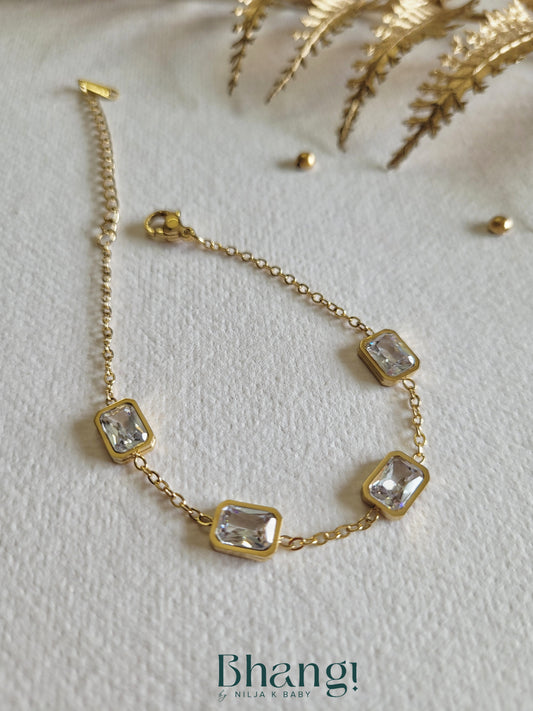 Rectangle Crystal Chain Bracelet