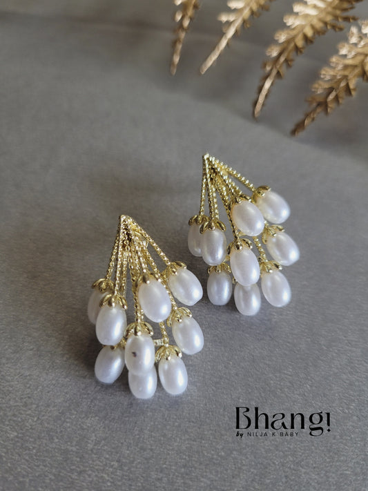 Pearl Cluster Drop Earrings