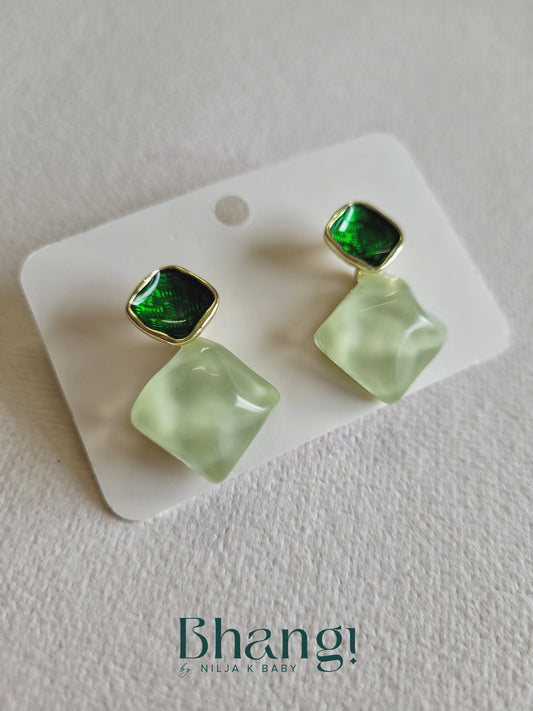 Two-Tone Square Drop Earrings