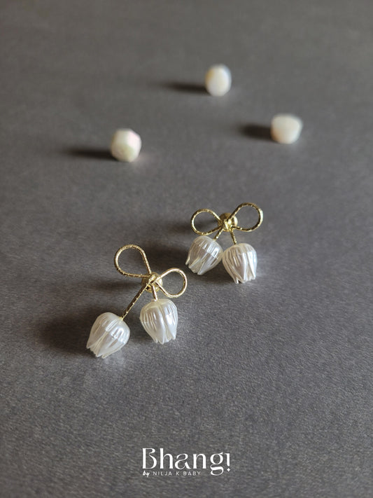 Tulip Pearl Drop Earrings