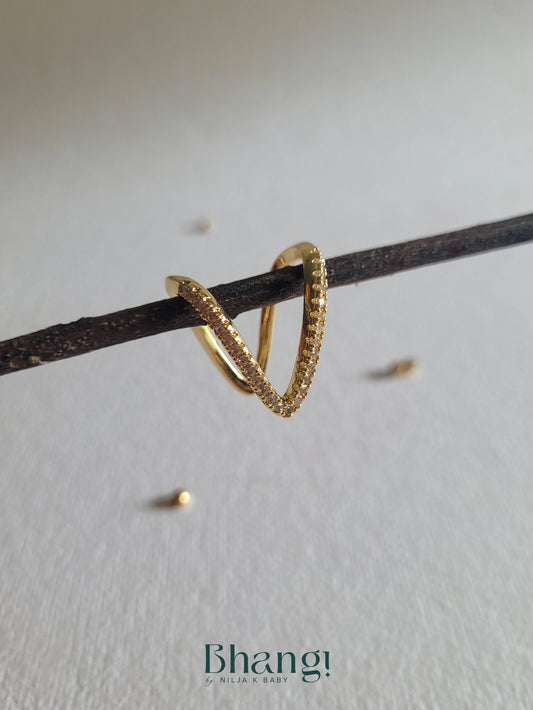 V-Shape Crystal Open Ring