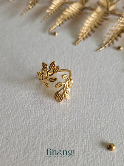 Golden Leaf Wrap Ring