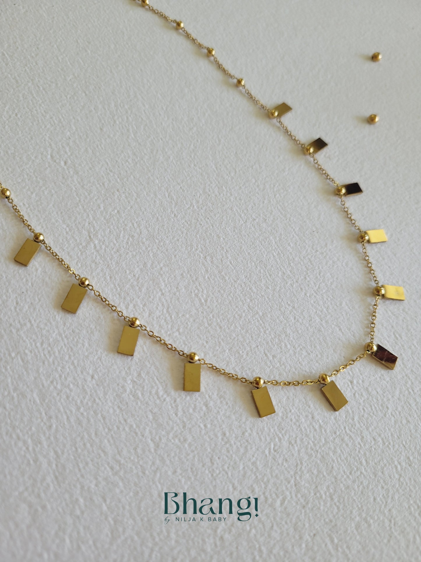 Golden Dangle Bar Necklace
