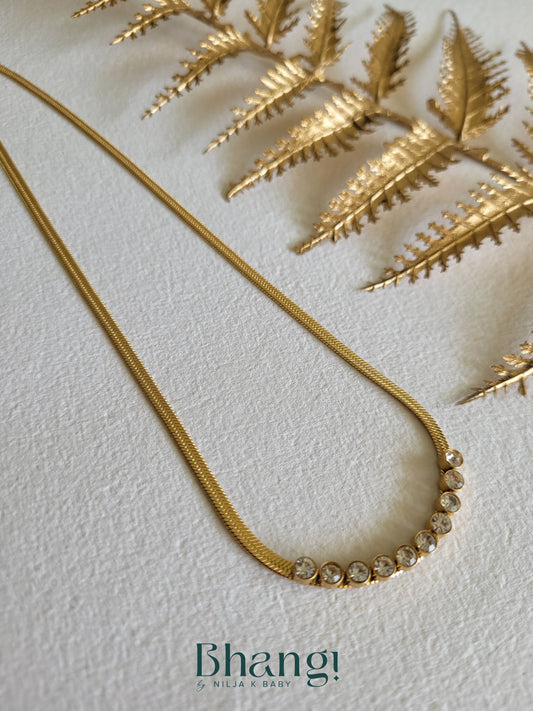 Golden Snake Chain Sparkle Necklace