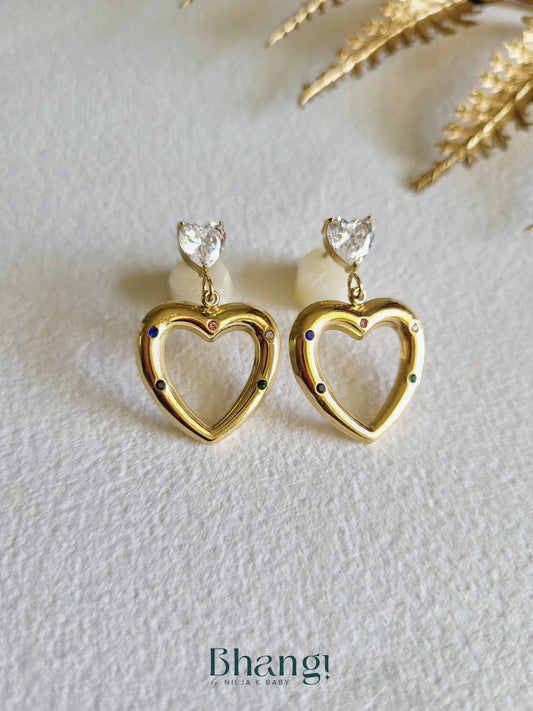 Jeweled Heart Earrings