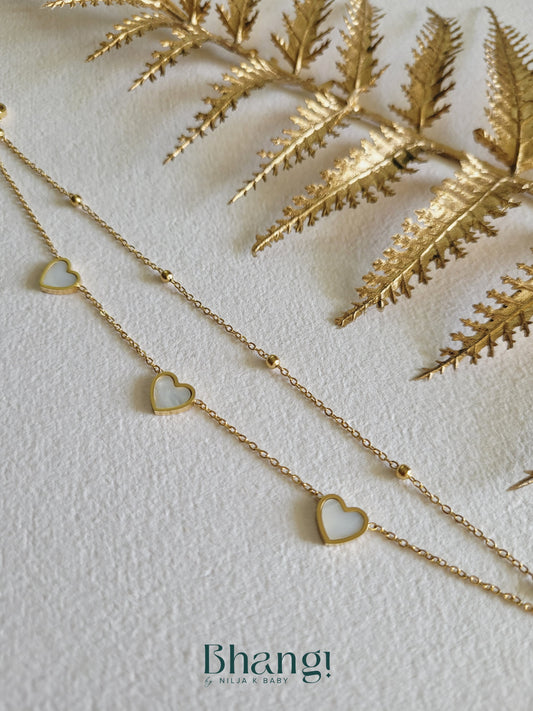 White Heart Anklet