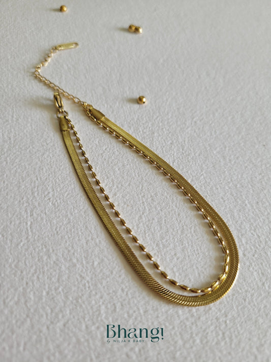 Golden Duo Layered Anklet