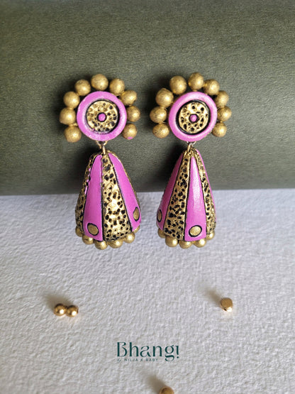 Terracotta Polka Dome Earrings – Pink Gold
