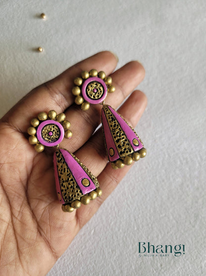 Terracotta Polka Dome Earrings – Pink Gold