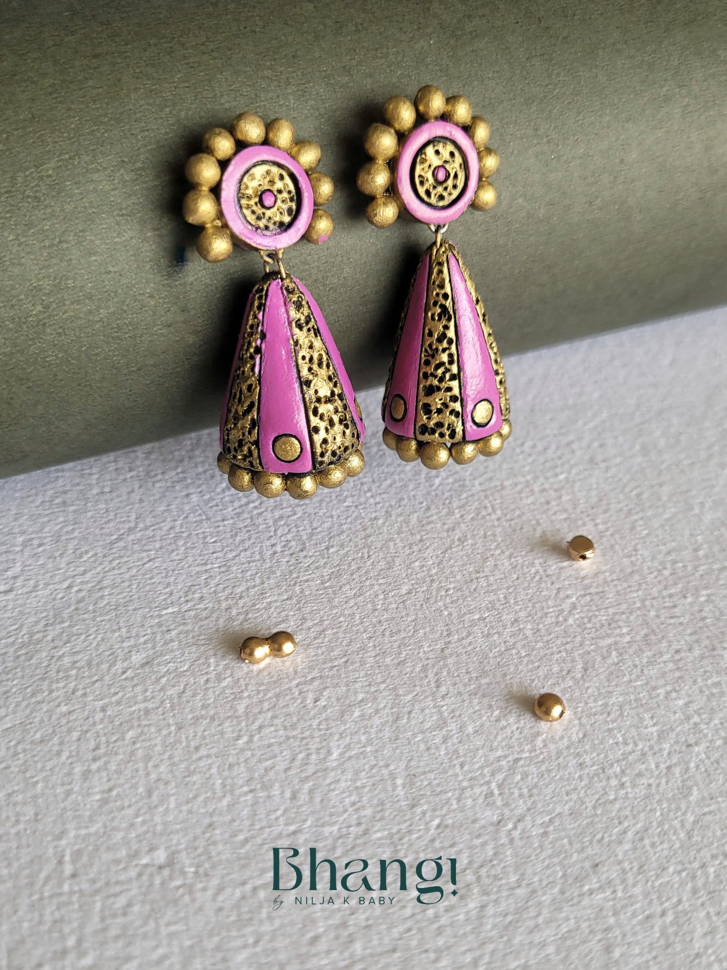 Terracotta Polka Dome Earrings – Pink Gold