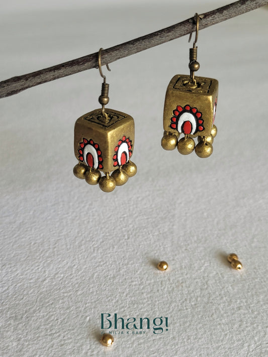 Terracotta Cube Drop Earrings