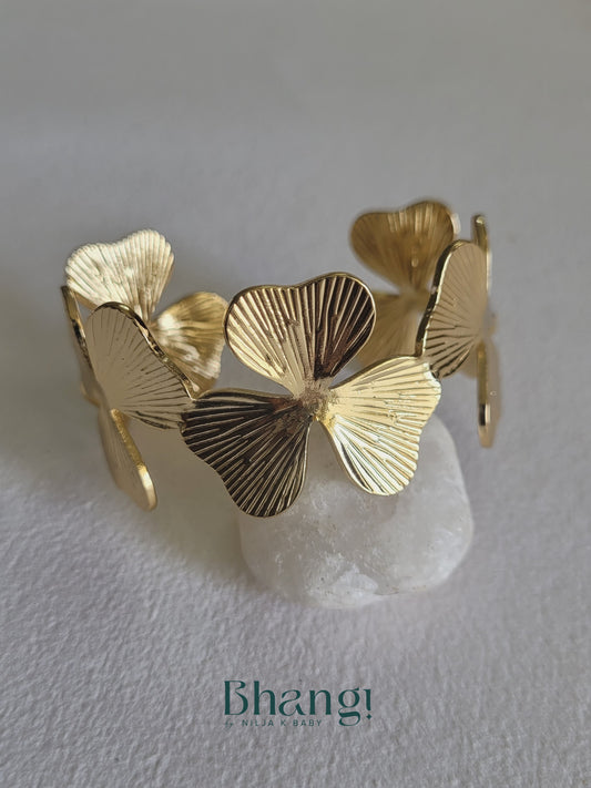 Bloom Cuff Bangle – Gold Finish