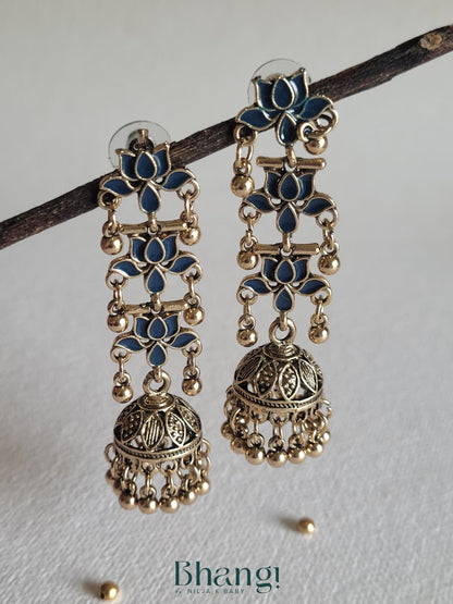 Lotus Jhumka Earrings