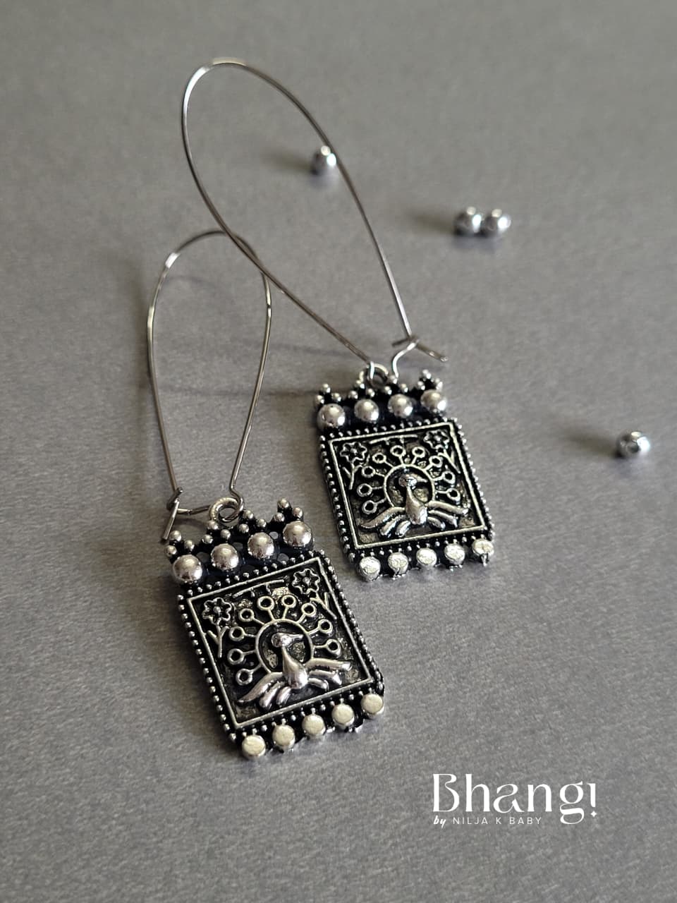 Mini Peacock Panel Earrings