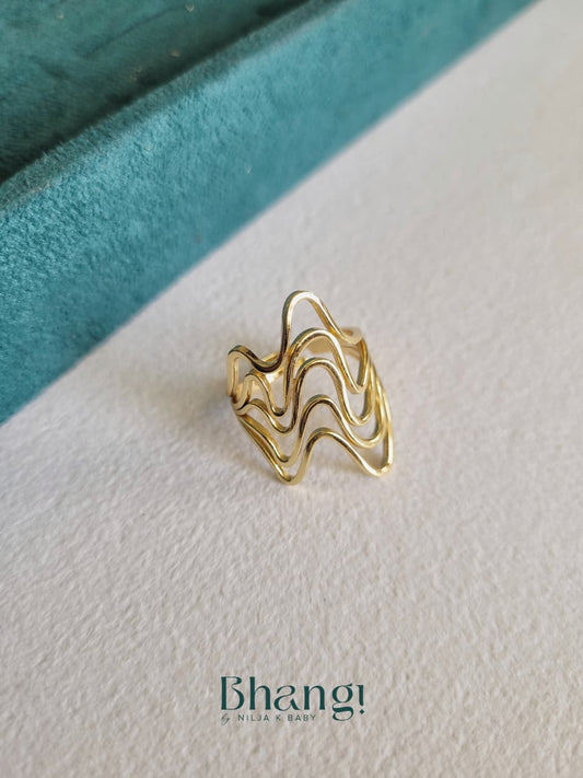 Golden Wave Statement Ring