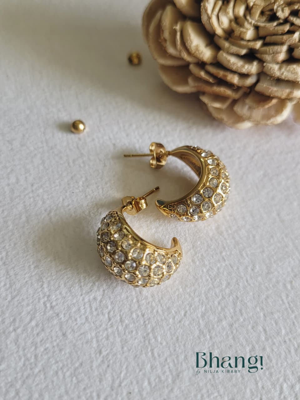 Golden Crystal Pave Mini Hoops