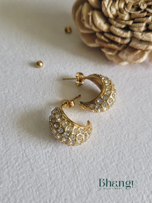 Golden Crystal Pave Mini Hoops