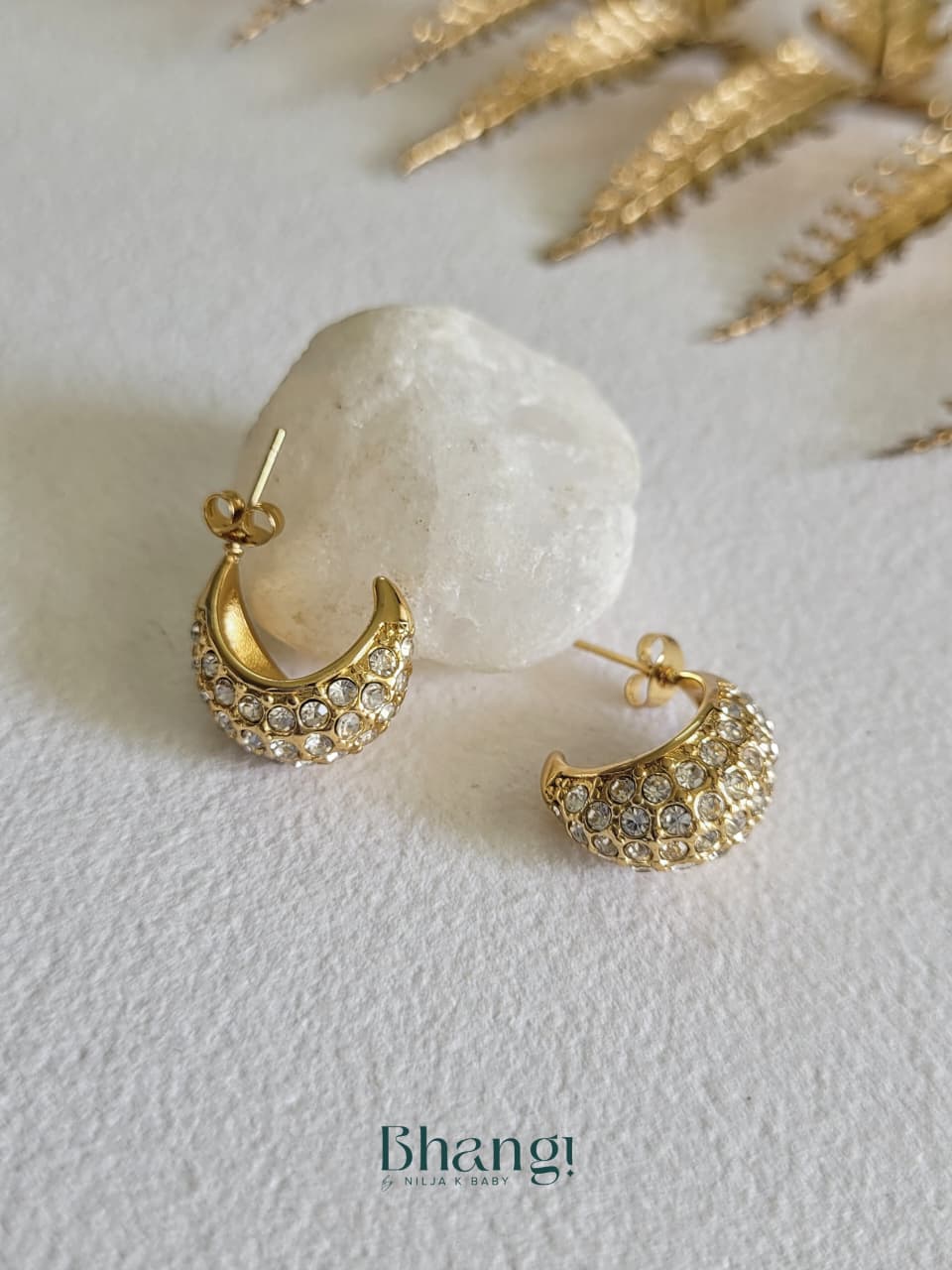 Golden Crystal Pave Mini Hoops