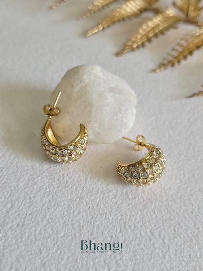 Golden Crystal Pave Mini Hoops