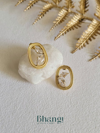 Regal Oval Crystal Earrings