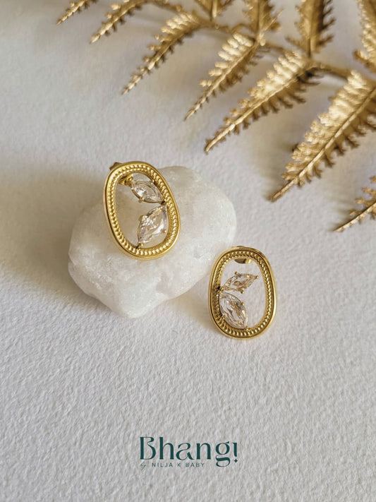 Regal Oval Crystal Earrings