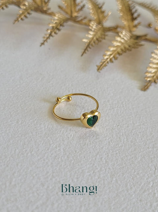 Emerald Heart Open Ring