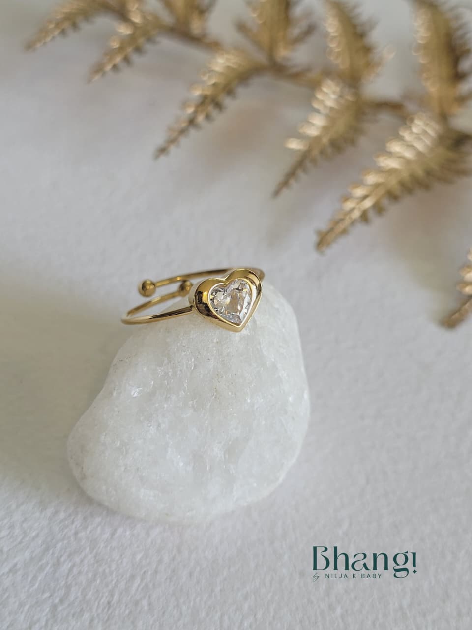 Crystal Heart Open Ring