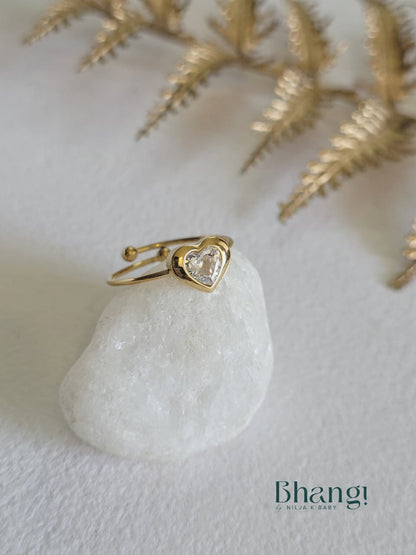 Crystal Heart Open Ring