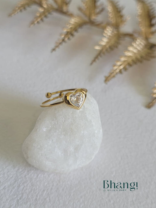 Crystal Heart Open Ring