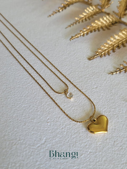 Golden Heart Duo Necklace