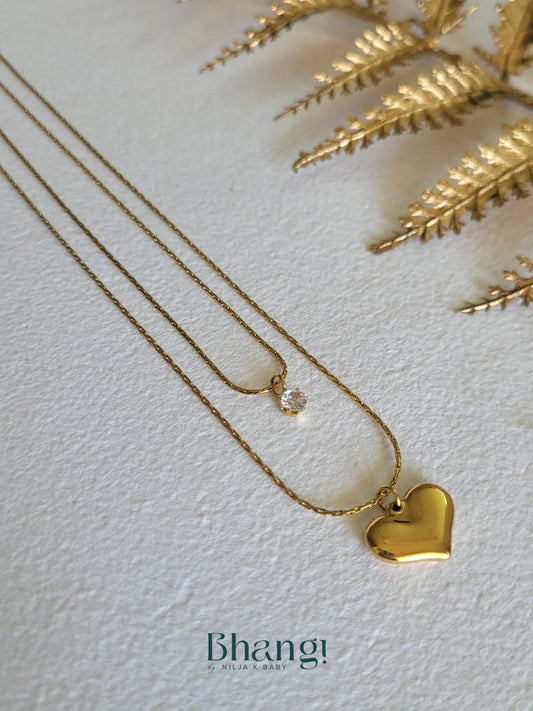 Golden Heart Duo Necklace