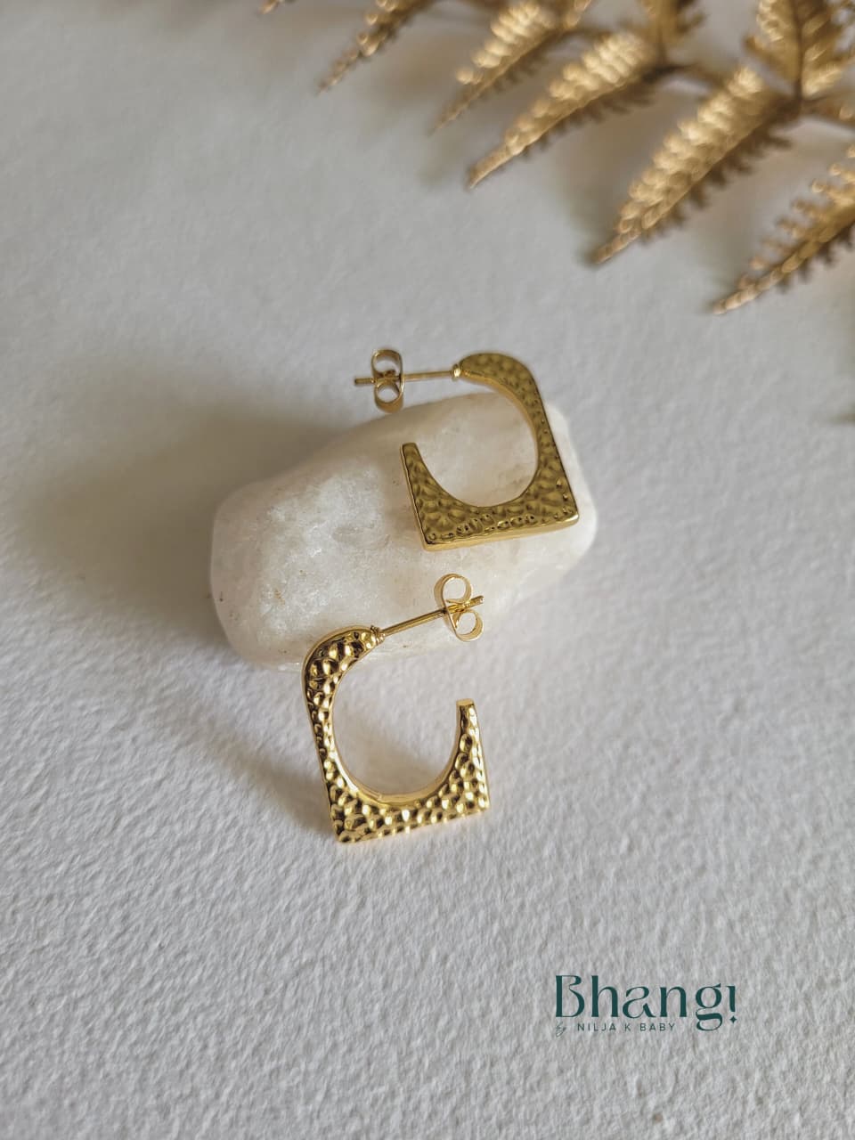 Hammered Square Hoop Earrings