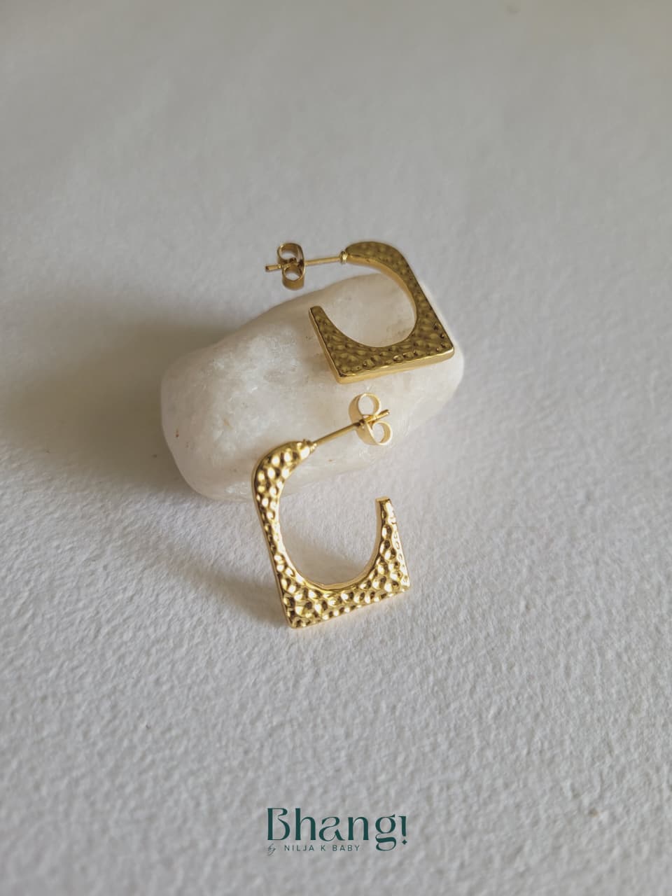 Hammered Square Hoop Earrings