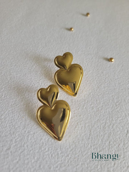 Double Heart Statement Studs