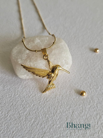 Golden Hummingbird Necklace
