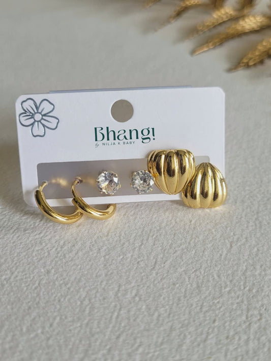 Golden Trio Earring Set
