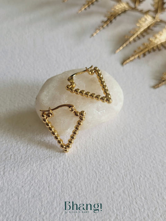 Golden Bead Triangle Hoops