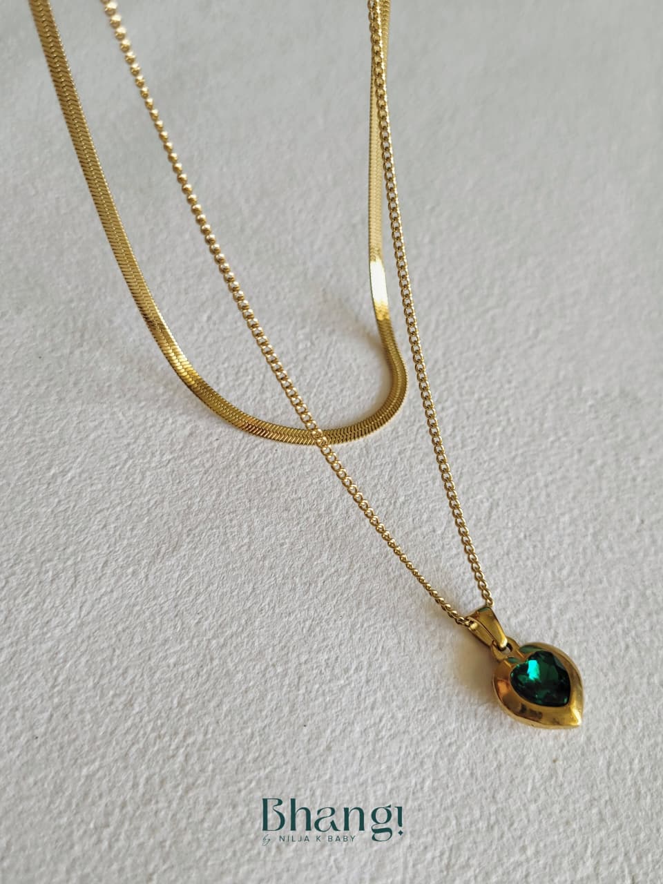 Emerald Heart Layered Necklace