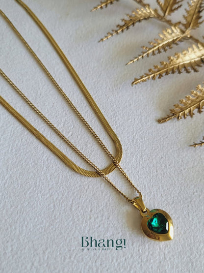 Emerald Heart Layered Necklace